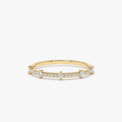 0.25CTW Round Cut Natural Diamond Stacking Wedding Band  customdiamjewel 10KT Yellow Gold VVS-EF