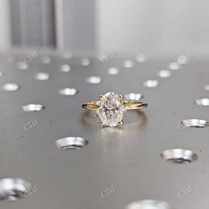 Hidden Halo Oval Cut Moissanite Engagement Ring  customdiamjewel 10 KT Yellow Gold VVS-EF