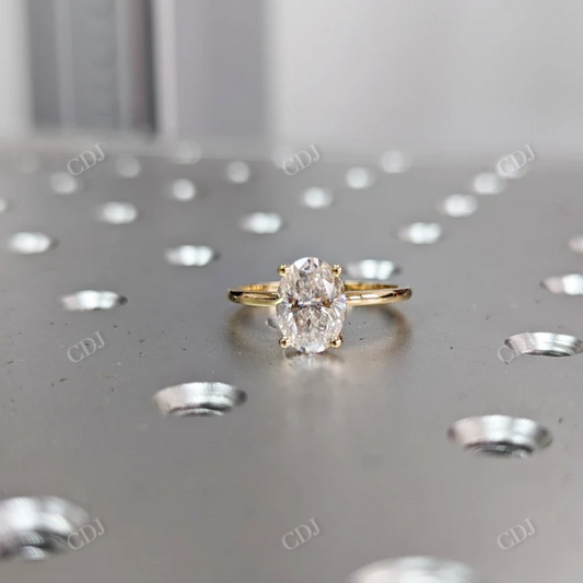 Hidden Halo Oval Cut Moissanite Engagement Ring  customdiamjewel 10 KT Yellow Gold VVS-EF