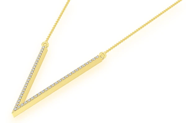 0.33CTW  Diamond V Shape Necklace Pendant