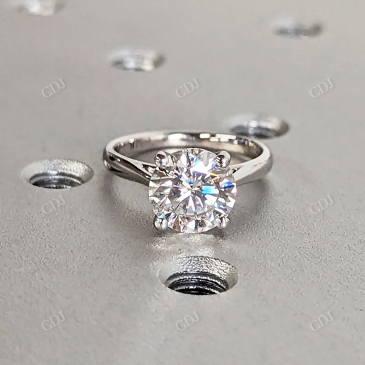 4-Prong Round Cut Moissanite Engagement Ring in 14k Solid Gold  customdiamjewel 10 KT White Gold VVS-EF
