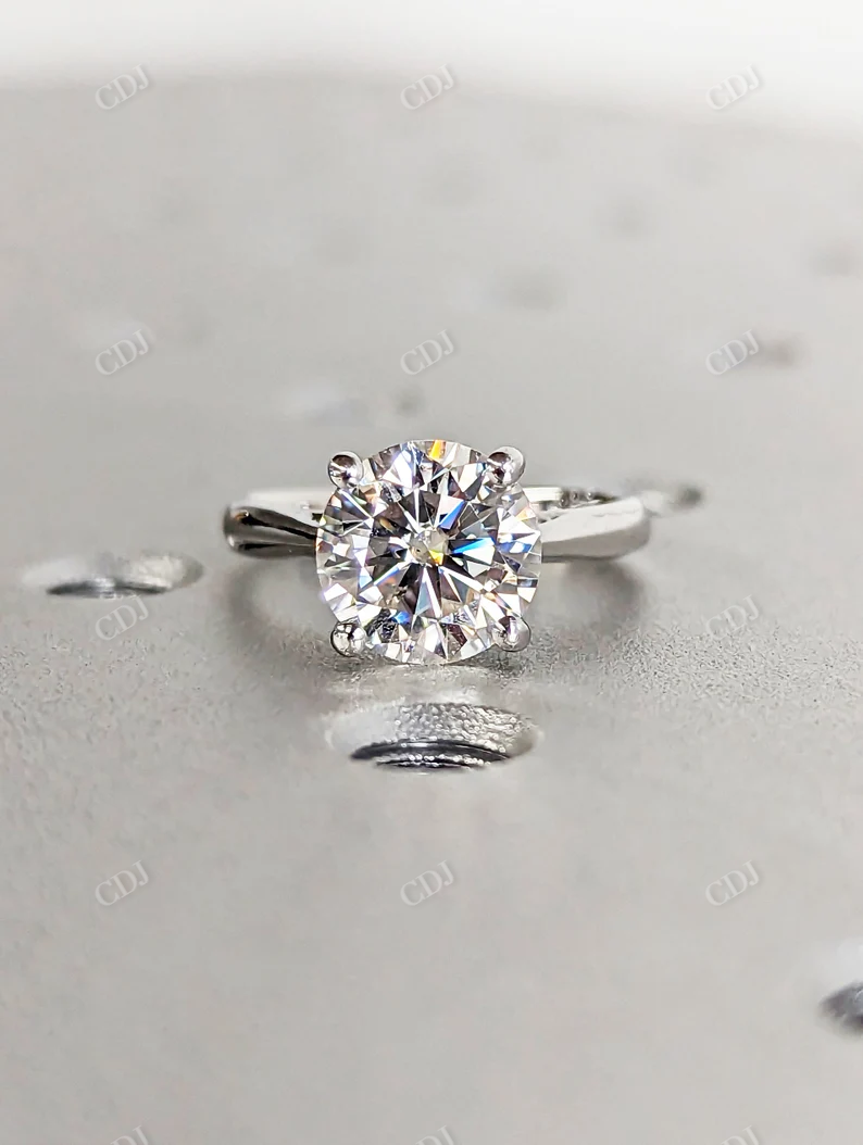 4-Prong Round Cut Moissanite Engagement Ring in 14k Solid Gold