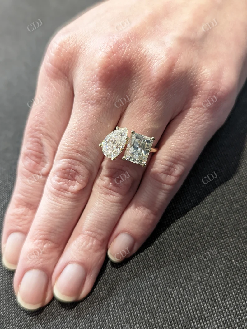 Double Stone Engagement Moissanite Ring