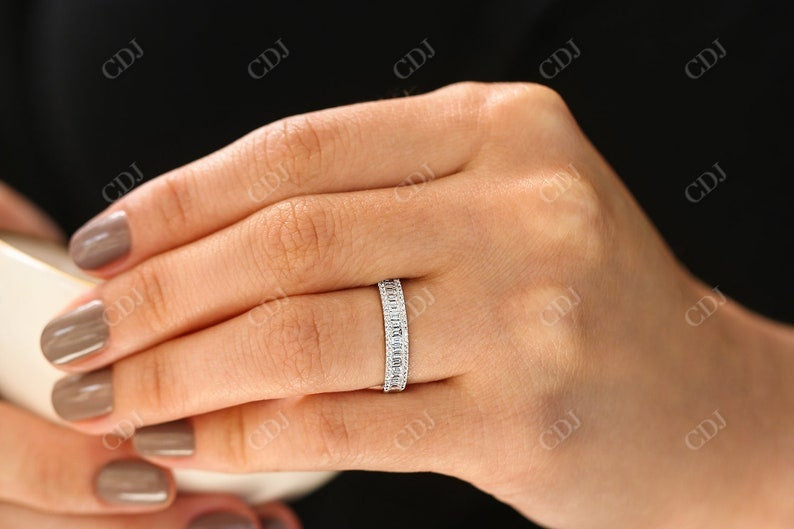 0.75CTW Baguette Cut Lab Grown Diamond Half Eternity Wedding Band  customdiamjewel   