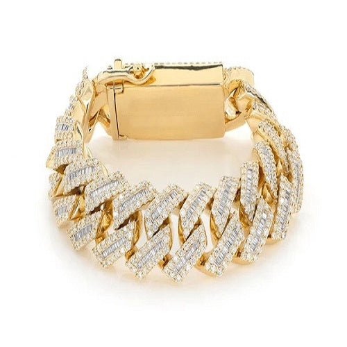 Iced Out Baguette Diamond Miami Cuban Link Bracelet  customdiamjewel   
