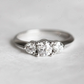 Three Stone Round Cut Moissanite Engagement Ring  customdiamjewel 10KT White Gold VVS-EF