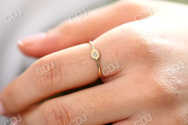 Single Natural Diamond Evil Eye Stacking Wedding Ring  customdiamjewel   