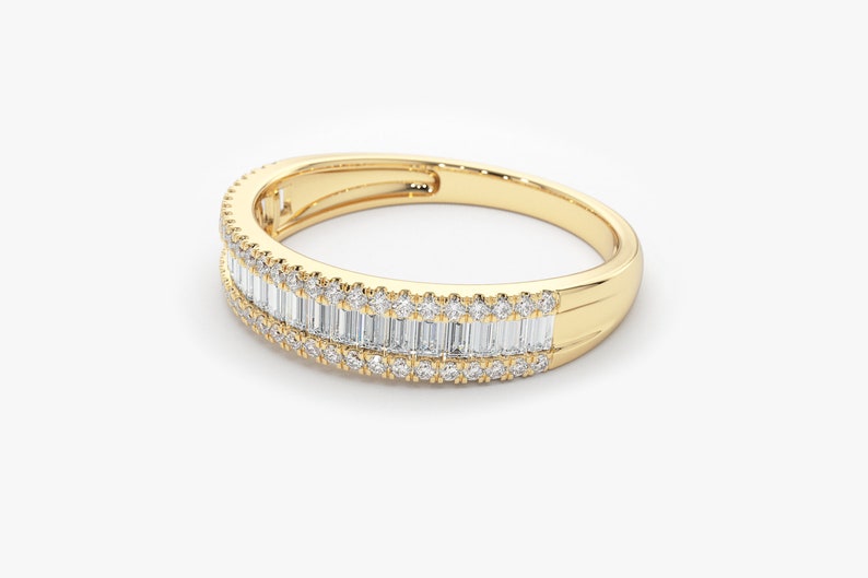 0.75CTW Baguette And Round Cut Natural Diamond Cocktails Wedding Band  customdiamjewel   