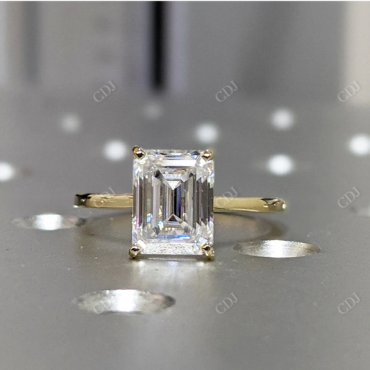2.5CT Emerald Cut Moissanite Solitaire Ring  customdiamjewel 10KT Yellow Gold VVS-EF