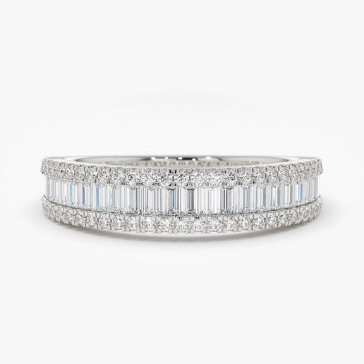 0.75CTW Baguette And Round Cut Natural Diamond Cocktails Wedding Band  customdiamjewel 10KT White Gold VVS-EF