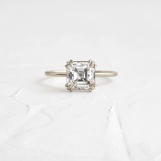 Asscher Cut Moissanite Antique Wedding Ring  customdiamjewel 10KT White Gold VVS-EF