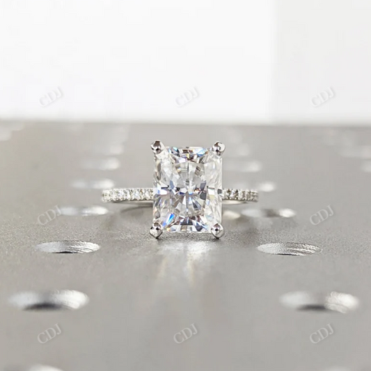 Radiant Cut Moissanite Engagement Ring  customdiamjewel 10 KT White Gold VVS-EF