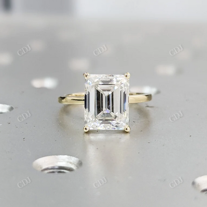 Solitaire Emerald Cut Moissanite Engagement Ring  customdiamjewel 10 KT Yellow Gold VVS-EF
