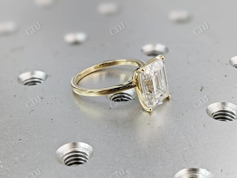 Solitaire Emerald Cut Moissanite Engagement Ring