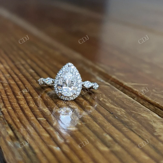 Unique Pear Cut Moissanite Engagement Ring Marquise Cluster Diamond Ring  customdiamjewel 10 KT White Gold VVS-EF