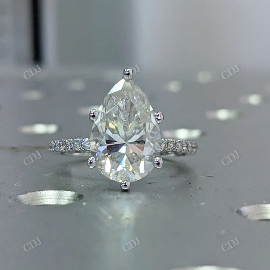 14K Solid Gold Pear Cut Moissanite Stacking Ring  customdiamjewel 10 KT White Gold VVS-EF
