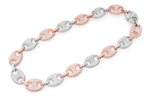 White and Rose Gold Two Tone Cuban Link Chain Necklace  customdiamjewel   