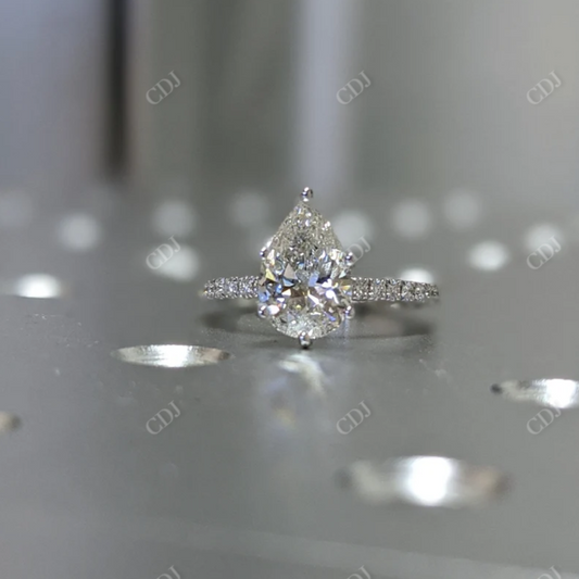1.25CT Pear Moissanite Diamond Wedding Ring  customdiamjewel 10KT White Gold VVS-EF