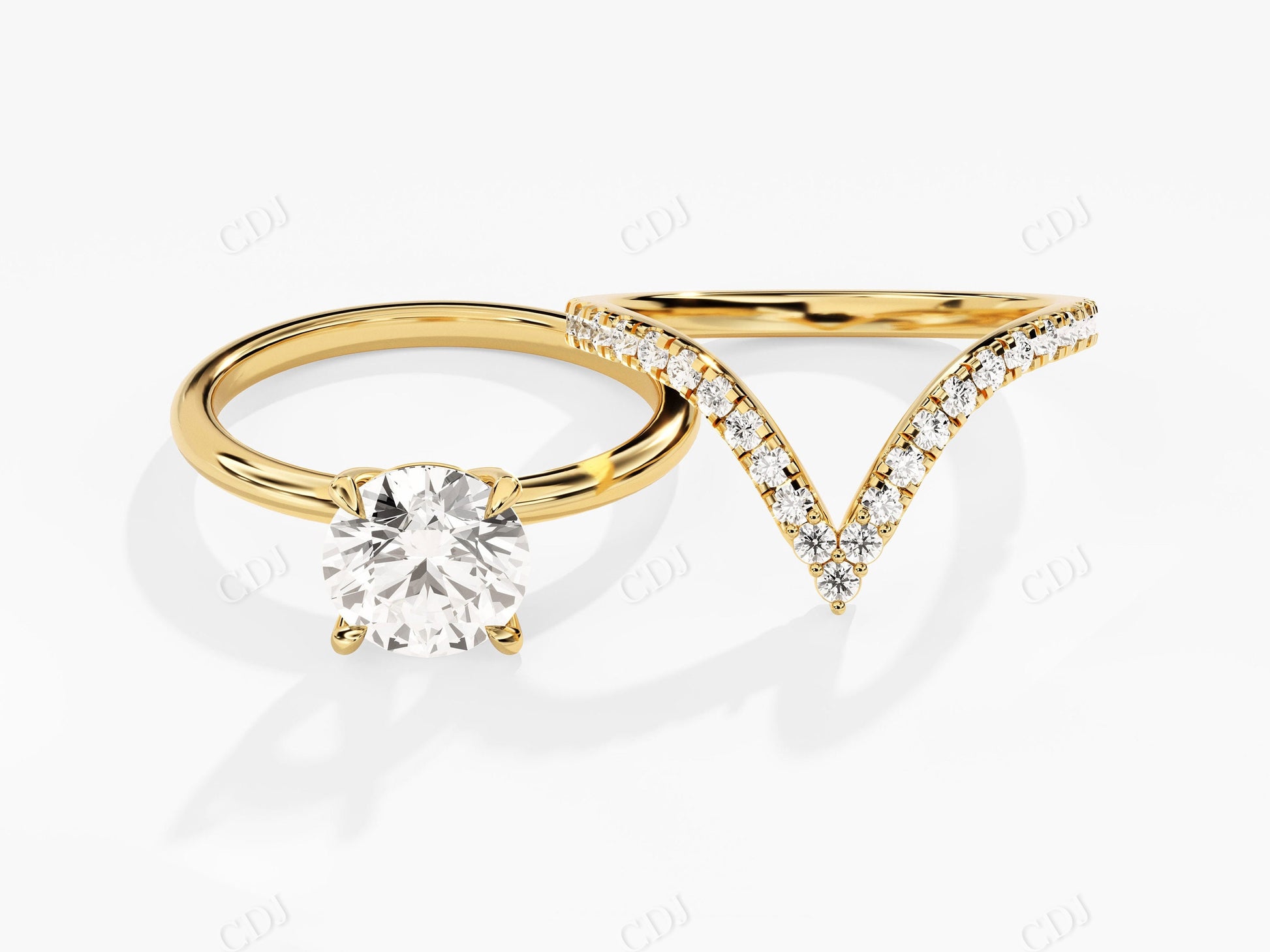 1.90CTW Round Solitaire Moissanite Wedding Bridal Ring Set  customdiamjewel 10KT Yellow Gold VVS-EF
