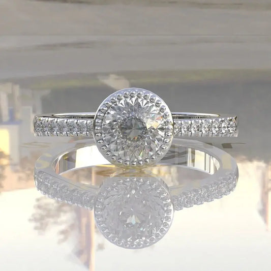 Portuguese Cut Solitaire Moissanite Engagement Ring customdiamjewel 10KT White Gold VVS-EF