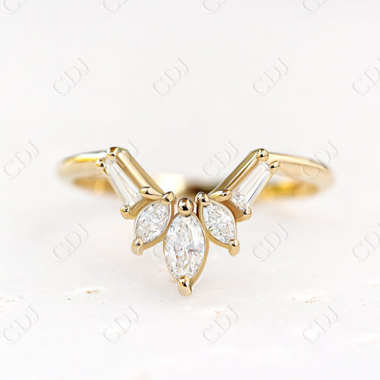 0.40CTW Multi Stone Moissanite Wedding Band  customdiamjewel 10KT Yellow Gold VVS-EF