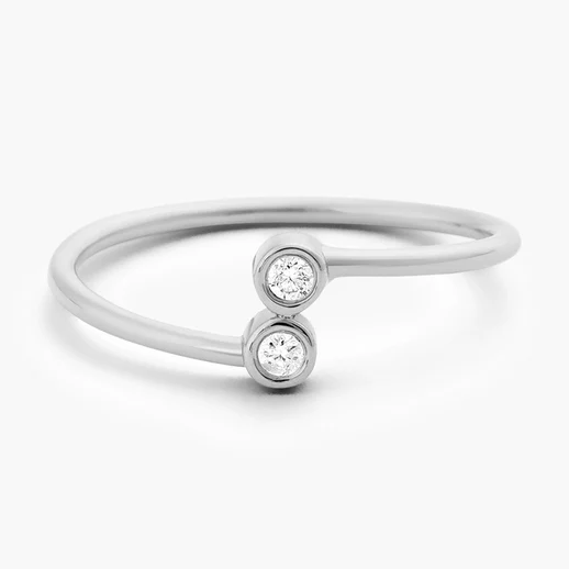 0.06CTW Double Stone Lab Grown Diamond Bypass Wedding Band  customdiamjewel 10KT White Gold VVS-EF