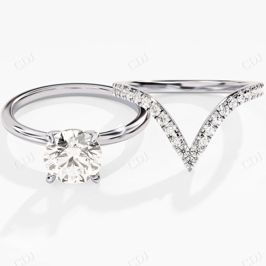 1.90CTW Round Solitaire Moissanite Wedding Bridal Ring Set  customdiamjewel 10KT White Gold VVS-EF