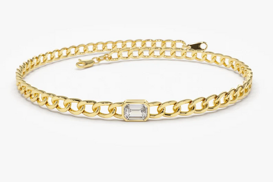 Emerald Cut CVD Diamond Miami Curb Link Chain Bracelet  customdiamjewel   
