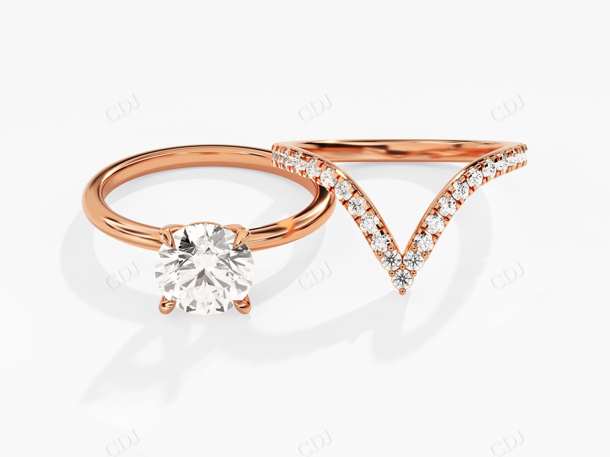 1.90CTW Round Solitaire Moissanite Wedding Bridal Ring Set  customdiamjewel 10KT Rose Gold VVS-EF