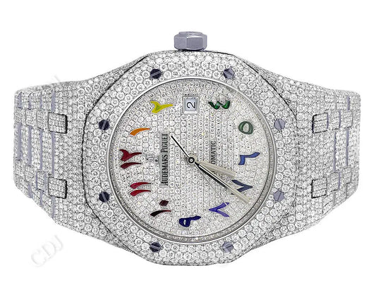 Fully Iced Out AP Stainless Steel Custom Moissanite Watch customdiamjewel