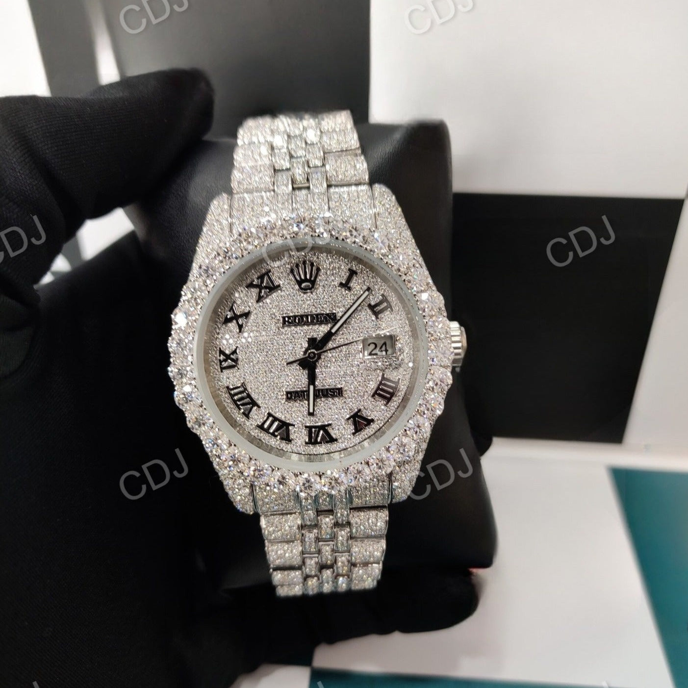 Fully Iced Out VVS Moissanite Rolex Watch customdiamjewel