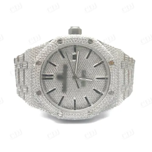 Full White AP Moissanite Studded Watch customdiamjewel