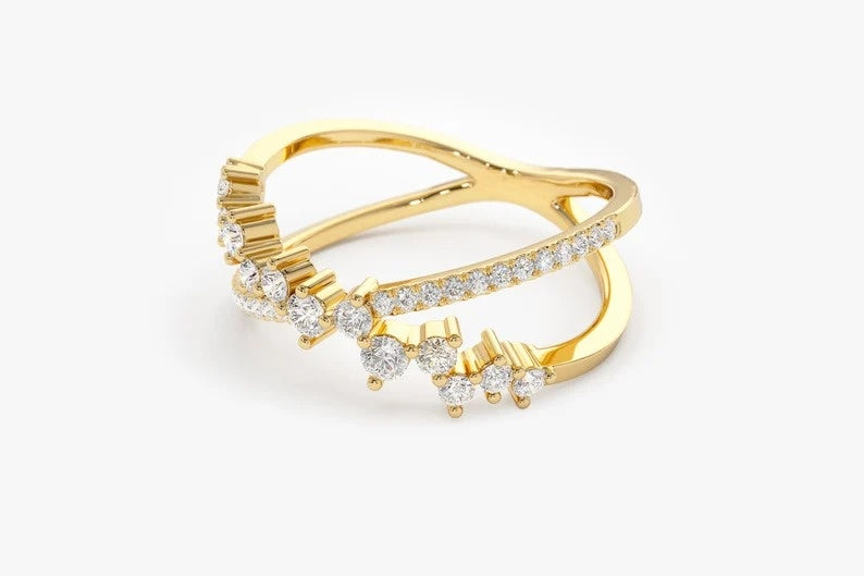 0.53CTW X Cross Lab Grown Diamond Cluster Wedding Band  customdiamjewel   