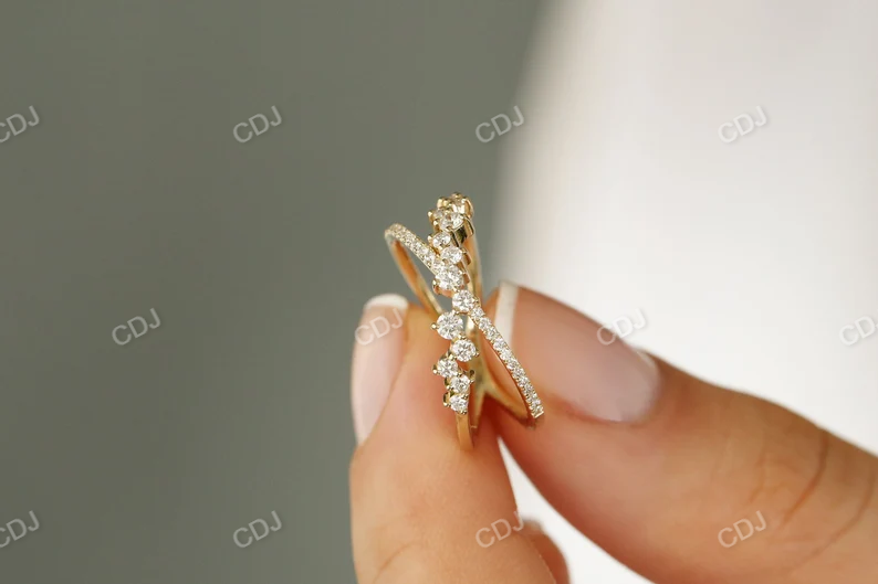 0.53CTW X Cross Lab Grown Diamond Cluster Wedding Band  customdiamjewel   