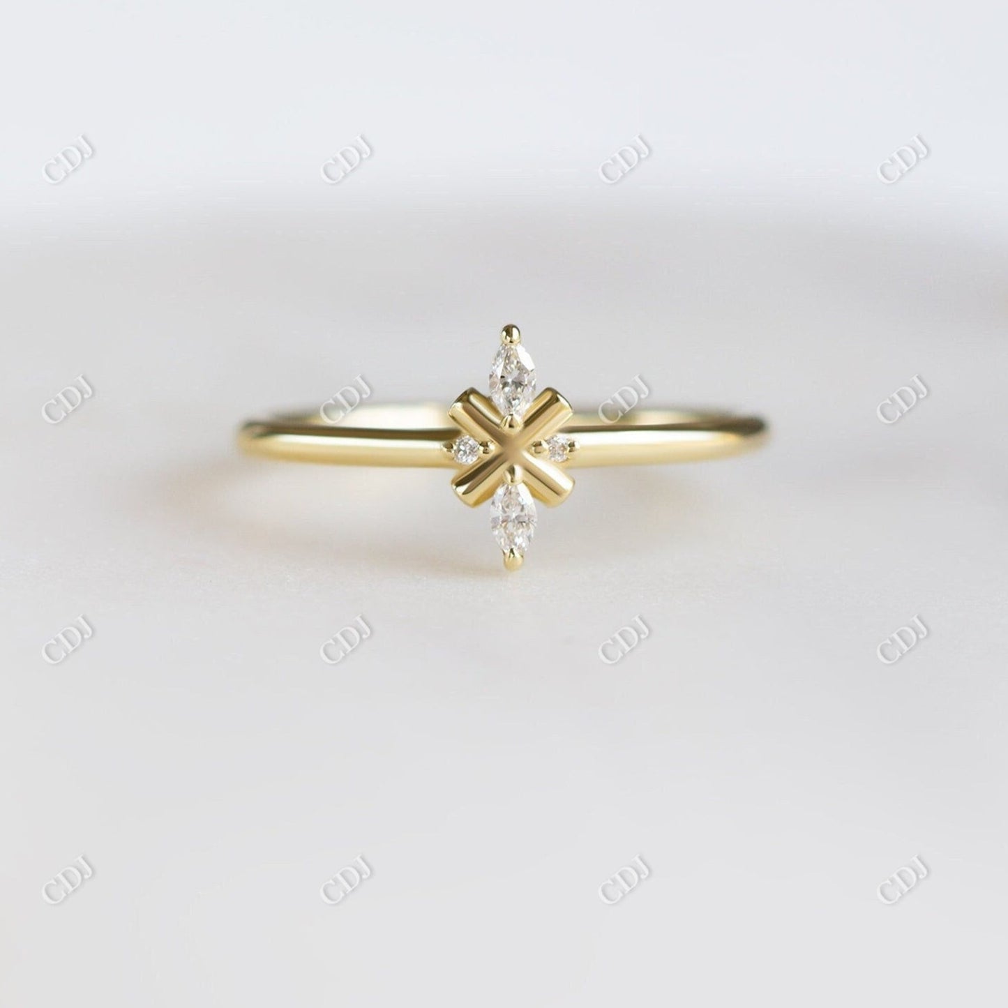 0.06CTW Marquise And Round Cut Moissanite Statement Ring