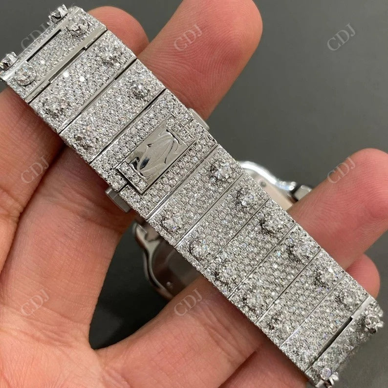 Fully Iced Out Stainless Steel Studded Diamond Watch
