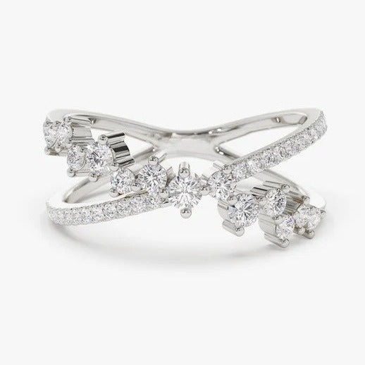 0.53CTW X Cross Lab Grown Diamond Cluster Wedding Band  customdiamjewel 10KT White Gold VVS-EF