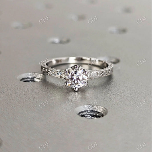 0.5CT Round Cut Moissanite Engagement Ring  customdiamjewel 10KT White Gold VVS-EF