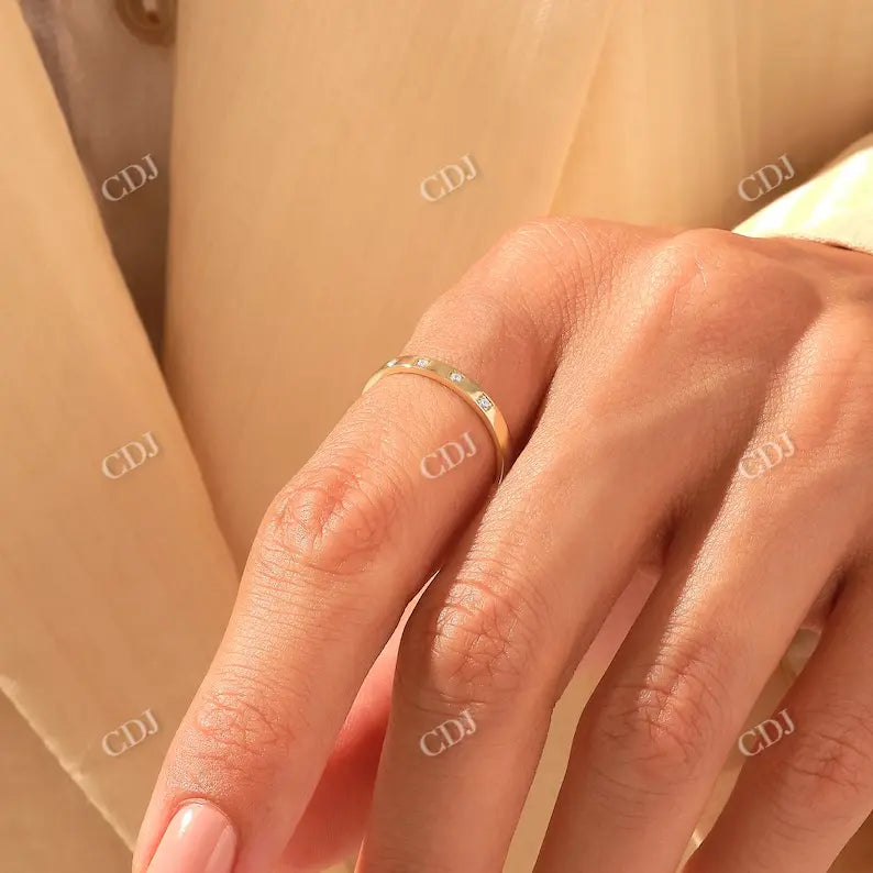 0.05CTW Round Five Stone Lab Grown Diamond Minimalist Wedding Band  customdiamjewel   