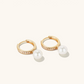 Pave Moissanite Diamond Pearl Huggie 14K Solid Gold Earrings  customdiamjewel   