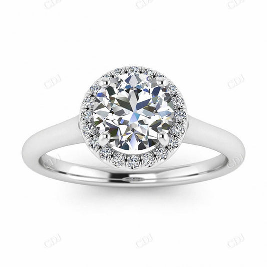 Halo Diamond Ring Round Moissanite Solitaire Engagement Ring  customdiamjewel 10KT White Gold VVS-EF
