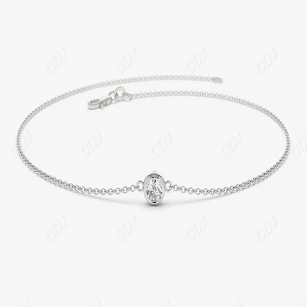 0.11CTW Moissanite Dainty Solitaire Diamond Bracelet  customdiamjewel Sterling Silver White Gold VVS-EF