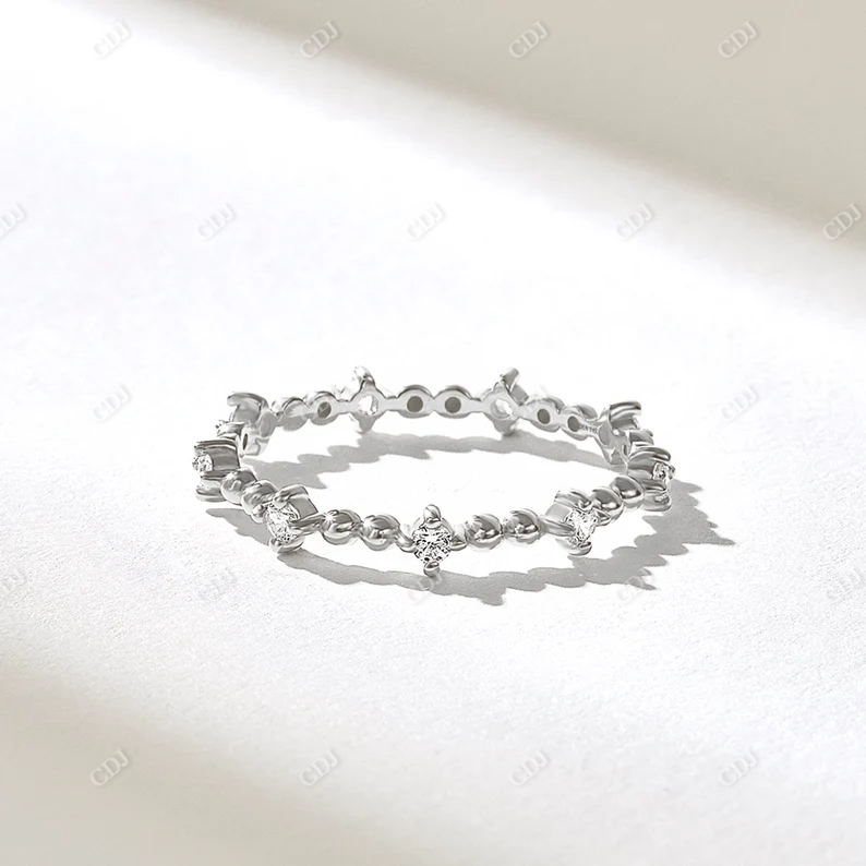 0.27CTW Round Diamond Beaded Ball Eternity Wedding Ring  customdiamjewel 10KT White Gold VVS-EF