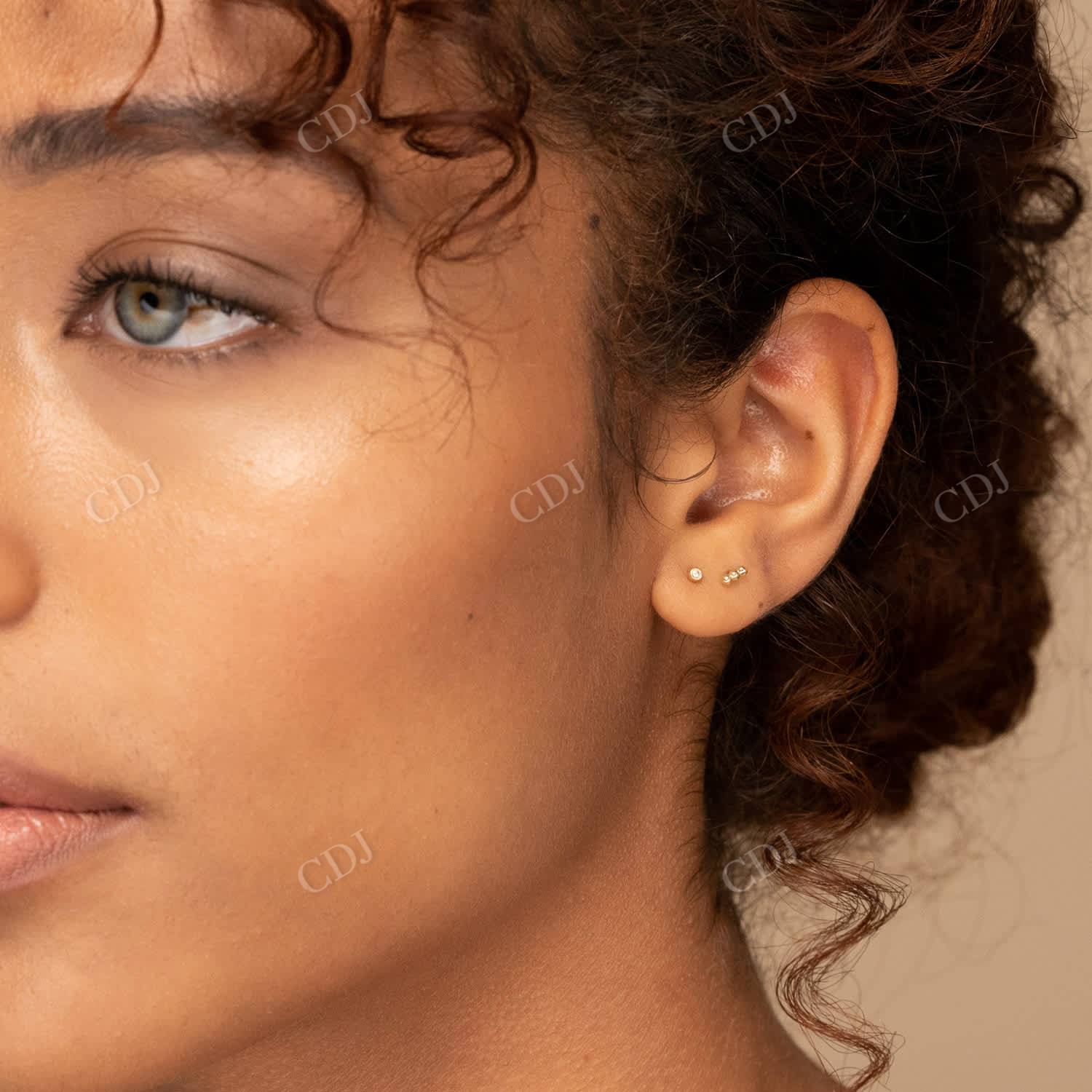 Single Tiny Round Shape Natural Diamond 14K Gold Stud Earrings  customdiamjewel   