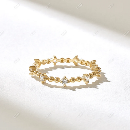 0.27CTW Round Diamond Beaded Ball Eternity Wedding Ring  customdiamjewel 10KT Yellow Gold VVS-EF