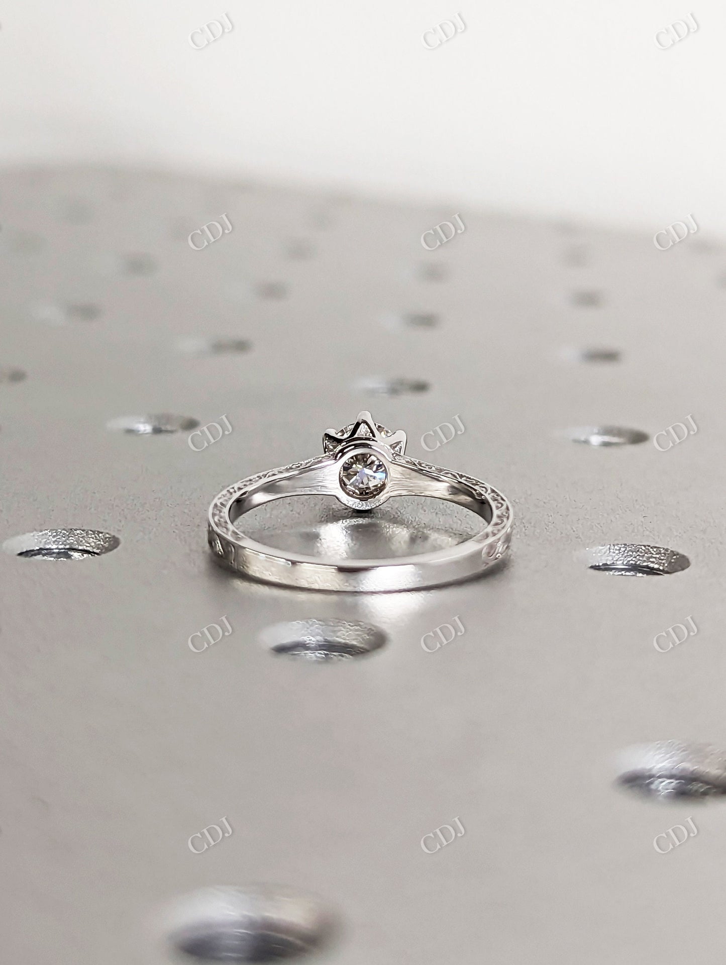 0.5CT Round Cut Moissanite Engagement Ring
