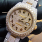 Two Tone Roelx Oyster Arabic Dial Iced Out Wrist Watch customdiamjewel