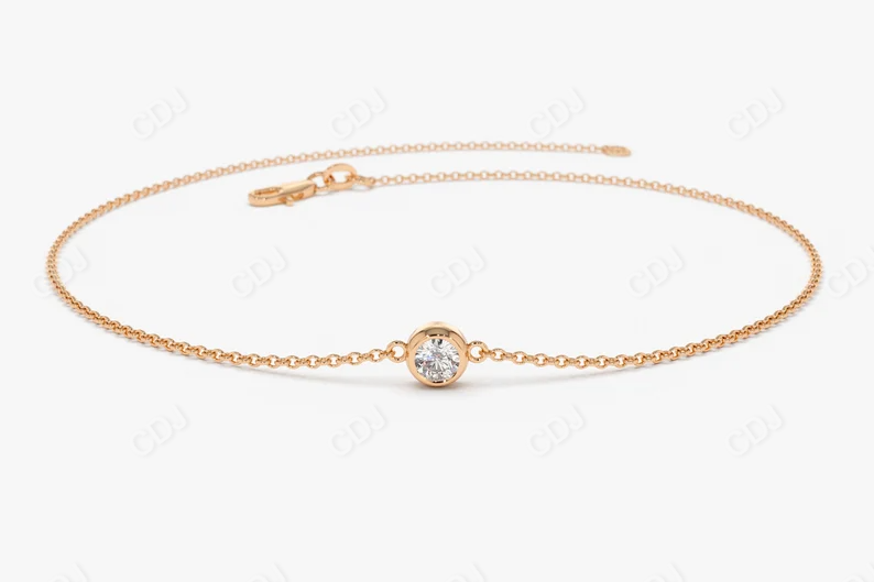 0.11CTW Moissanite Dainty Solitaire Diamond Bracelet  customdiamjewel Sterling Silver Rose Gold VVS-EF