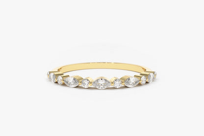 0.28CTW Marquise And Round Cut Natural Diamond Eternity Wedding Band  customdiamjewel 10KT Yellow Gold VVS-EF
