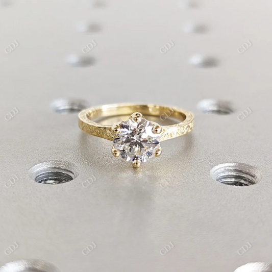 1.0CT Round Cut Colorless Moissanite Promise Ring  customdiamjewel 10KT Yellow Gold VVS-EF